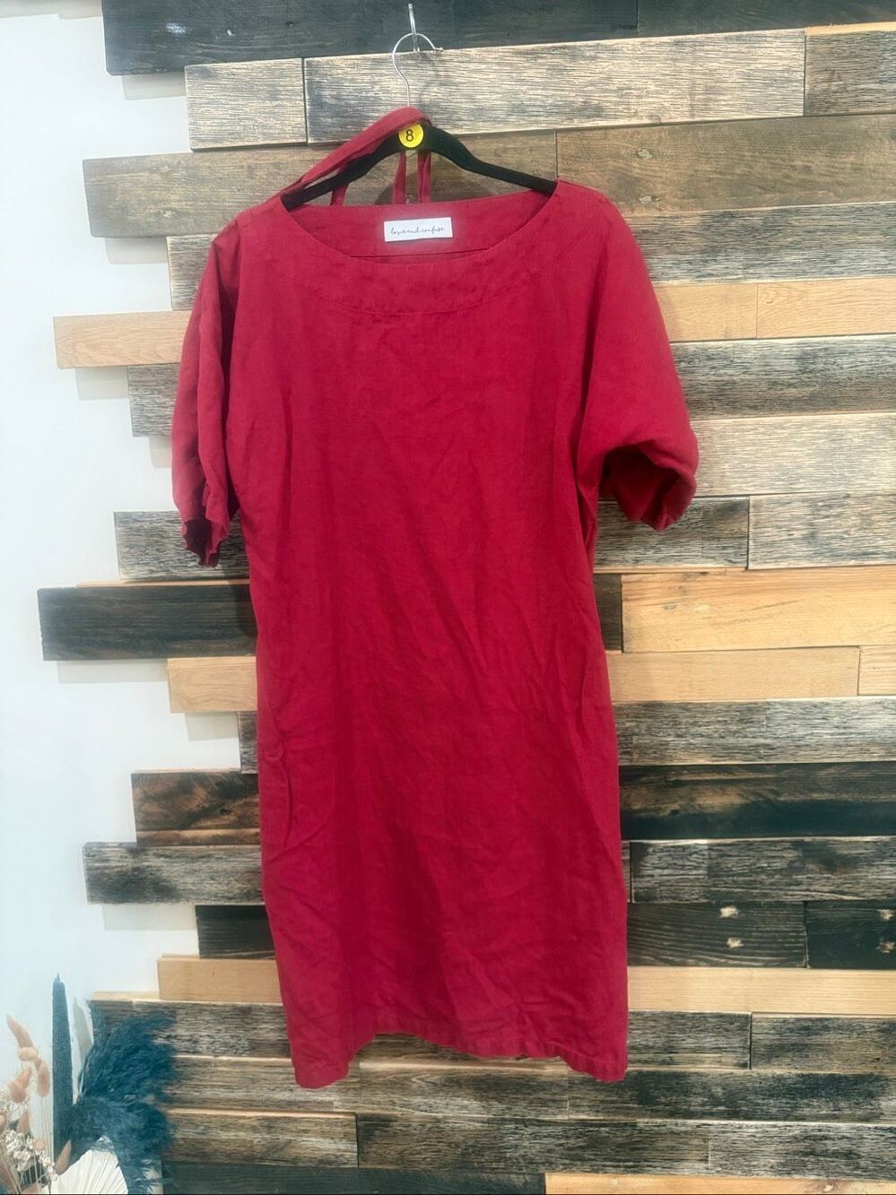 Love and Confuse Linen burgundy red dress relaxed fit oversized lagenlook size S